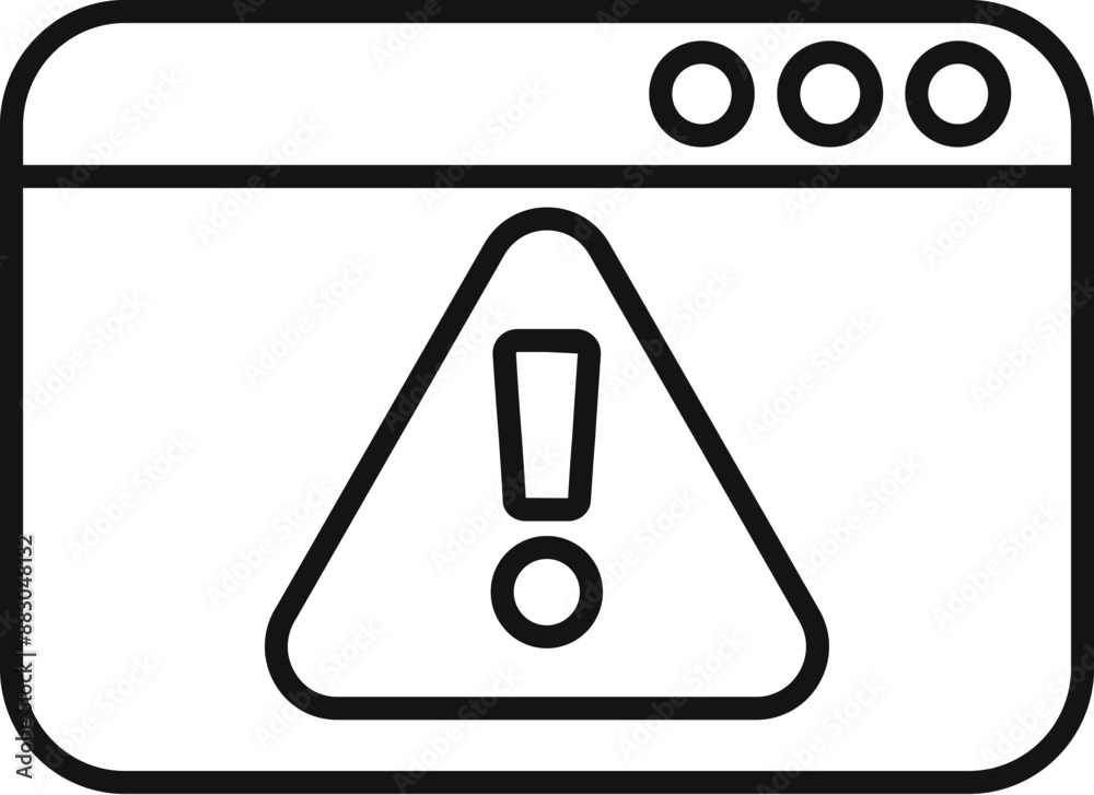Poster line art icon of a website displaying an error message, emphasizing a critical system alert