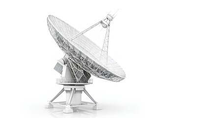 A large satellite dish isolated on a white background