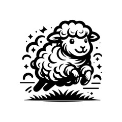 Obraz premium Jumping sheep logo design