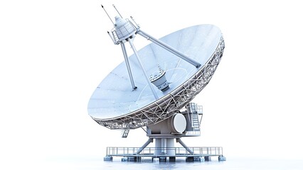 A large satellite dish isolated on a white background
