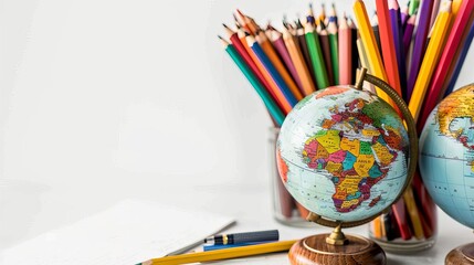 Language learning materials, blank banner, education, global