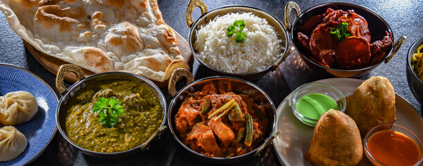 Composition with indian dishes.