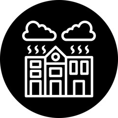 Smog Over City Vector Line White Circle Black