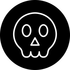 Skull Vector Line White Circle Black