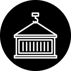 Shipping Container Vector Line White Circle Black