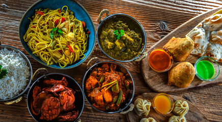 Composition with indian dishes.