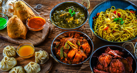 Composition with indian dishes.