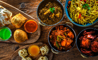 Composition with indian dishes.