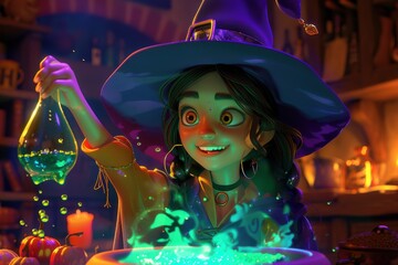 Fototapeta premium A Witchs Nighttime Potion Brew