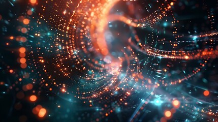 Digital background perfect for tech processes, neural networks, artificial intelligence, data transfer and encryption, digital archives, sound and graphic presentations, science, education, etc