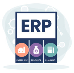 ERP - Enterprise Resource Planning acronym, business concept background