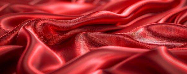 Obraz premium A detailed close-up of red fabric with rich, flowing folds, highlighting its luxurious texture and vibrant color.