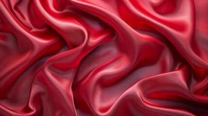 Fototapeta premium Hyper realistic draped red satin fabric, shiny and luxurious with a glossy texture, premium fashion display