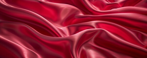 Obraz premium A detailed close-up of red fabric with rich, flowing folds, highlighting its luxurious texture and vibrant color.