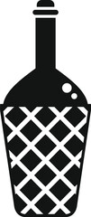 Black silhouette of a traditional georgian wine clay bottle covered with wickerwork