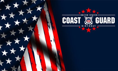 U.S. Coast Guard Birthday August 4 background vector illustration