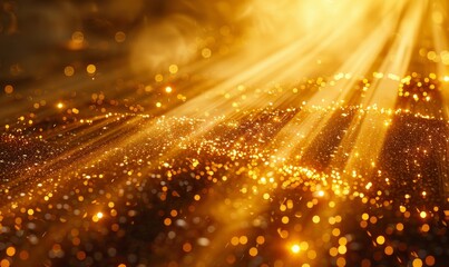 Golden light rays effect with geometric shapes, Generative AI