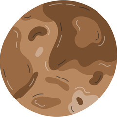 Cute hand drawn cartoon Pluto. Planet of Solar System and Galaxy. Childish simple doodle isolated on white. Astronomy celestial body for kids education, outer space infographic, astrology design