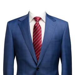 Men blue Suit with red striped tie, formal photo or passport photo suit template