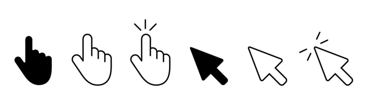 Push button. Cursor of computer mouse. Vector illustration