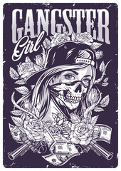 Girl gangster monochrome vintage sticker