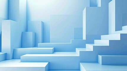 Geometric Abstract Blue and White Art