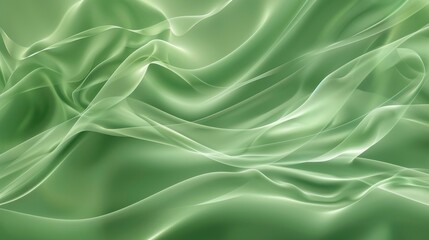 Obraz premium Flowing green waves and metallic gloss art illustration