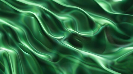 Obraz premium Flowing green waves and metallic gloss art illustration