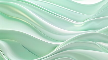 Flowing green waves and metallic gloss art illustration