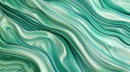 Obraz premium Flowing green waves and metallic gloss art illustration