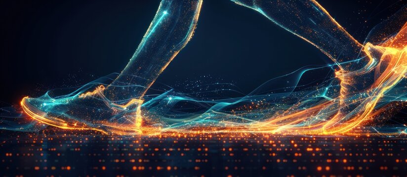 Abstract Running Foot with Sparkles and Trails - Powered by Adobe