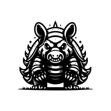 black and white armadilo logo design 