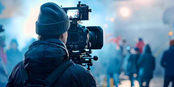 Film director directing a movie scene in photography. Concept Film Photography, Cinematic Moments, Director's Vision