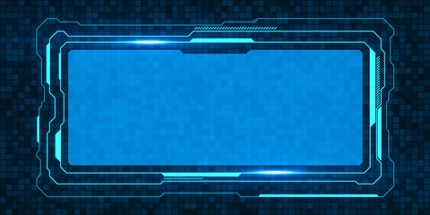 Obraz premium Futuristic blue cyber data frame on a digital grid, abstract technology concept, digital wallpaper with a tech design. 3D Rendering
