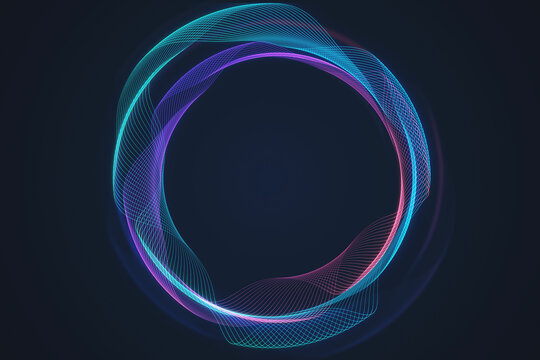 Abstract digital wireframe loop on a dark blue background, illustrating a tech concept with a creative design. 3D Rendering