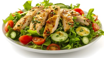 Freshly Prepared Chicken Salad with Vibrant Greens and Crisp Vegetables