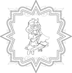 A Cute Little Girl Sewing Coloring Page