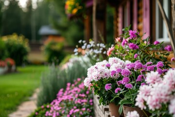 Flower festival in a quiet countryside, calm and tranquil environment, serene and picturesque landscape