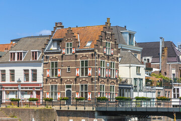 Typical houses with red and white shutters Gorinchem