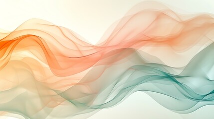 Abstract wavy pattern in soft green, orange, and yellow tones.