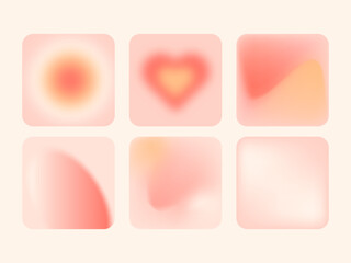 Set of trendy blur gradient illustration. Vintage y2k pastel color banner collection for social media post. Minimalist blurred abstract poster.