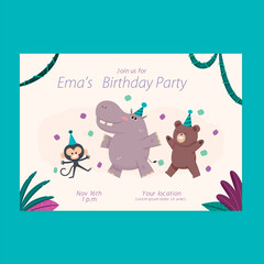 Hand drawn birthday invitation template