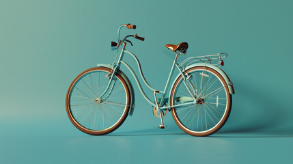 A classic cruiser bicycle against a mint green pastel background