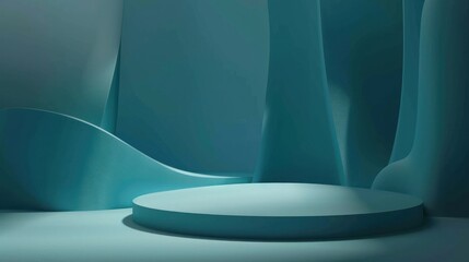 Abstract Teal Background with Circular Platform