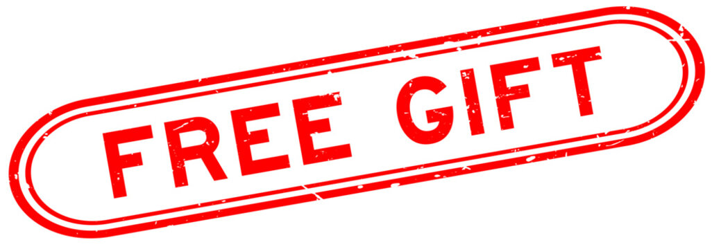 Grunge red free gift word rubber seal stamp on white background