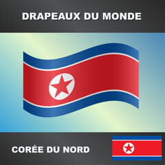 Drapeau ondulé par le vent de la corée du nord