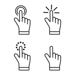 Point cursor computer mouse icon. Clicking cursor, pointing hand clicks icons. Click cursor
