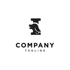 Letter I Dachshund Dog logo icon vector