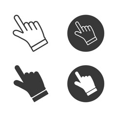 Point cursor computer mouse icon. Clicking cursor, pointing hand clicks icons. Click cursor