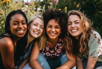 Fototapeta premium friends hugging in friendship day